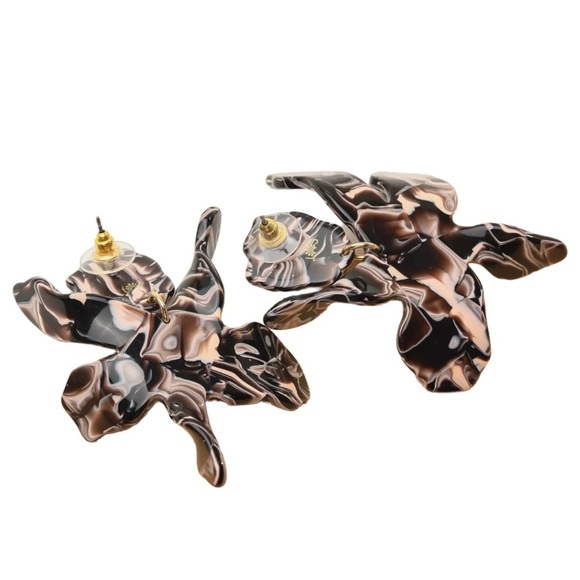 LELE SADOUGHI • Pink & Black Paper Lily Statement Earrings - Picture 3 of 7